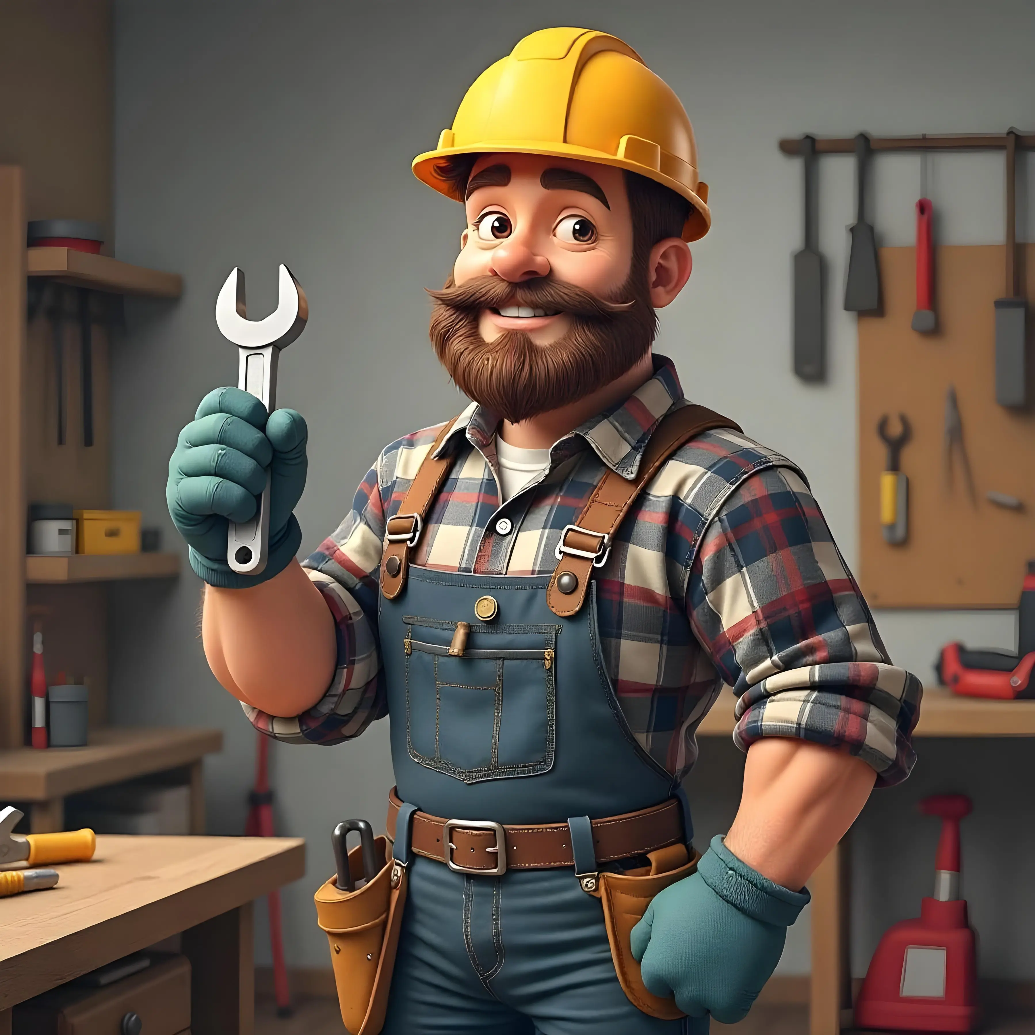 Un idraulico sorridente con la barba